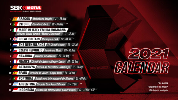 WorldSBK kalendář 2021